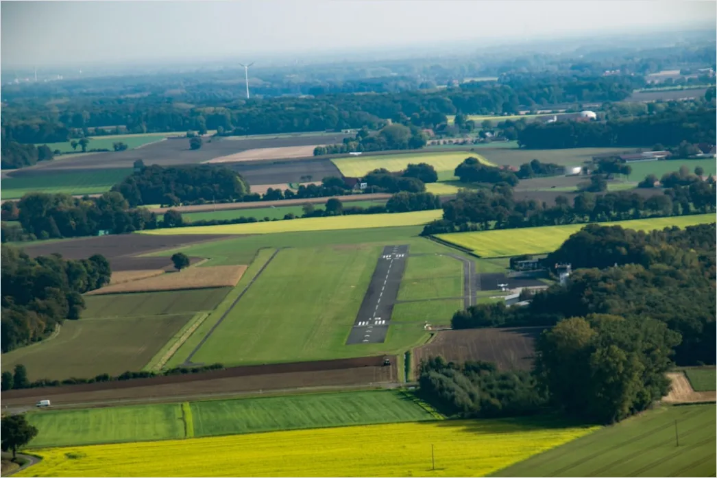 Detail Aerial Airport Runway From Above Number 12
