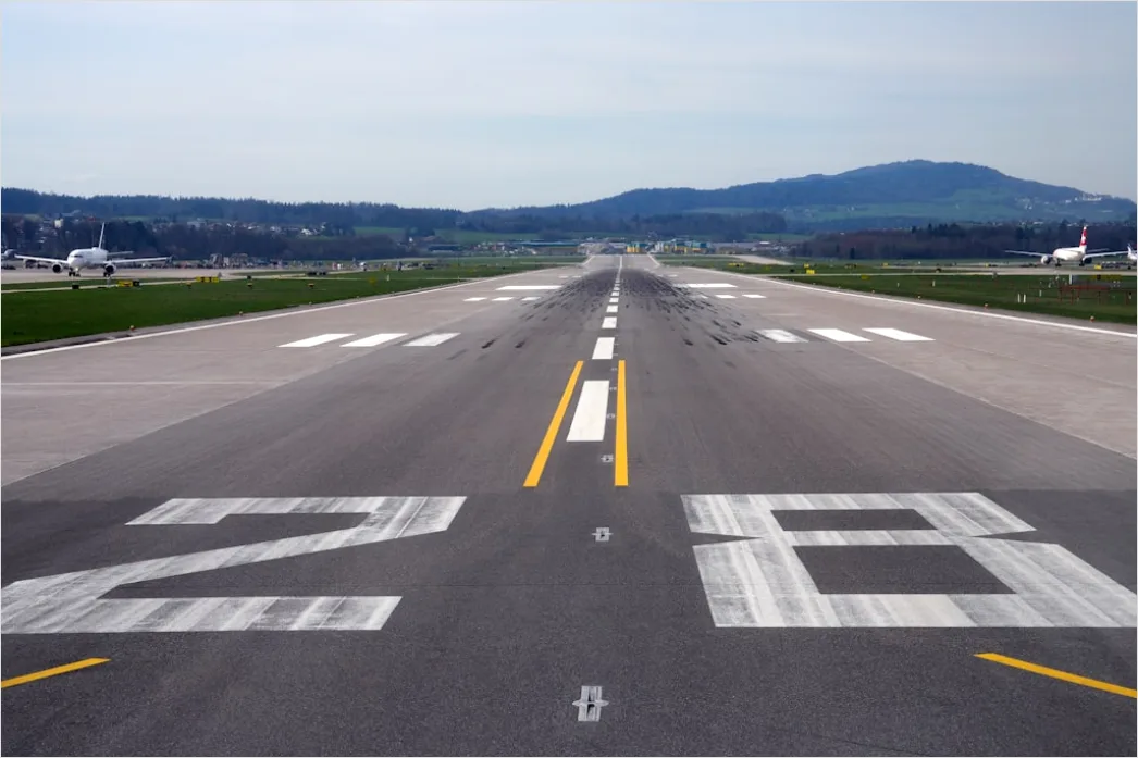 Detail Aerial Airport Runway From Above Number 20