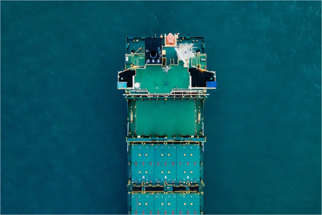 Detail Aerial Cargo Ship From Above Number 13