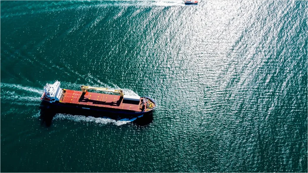 Detail Aerial Cargo Ship From Above Number 15