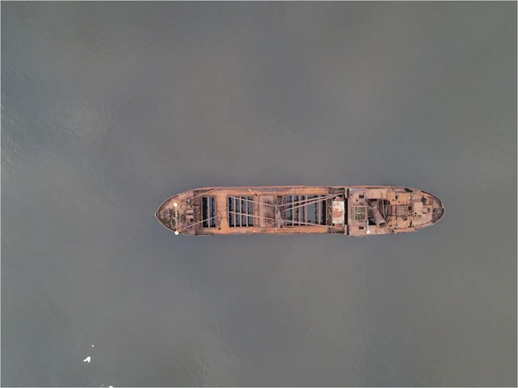 Detail Aerial Cargo Ship From Above Number 17