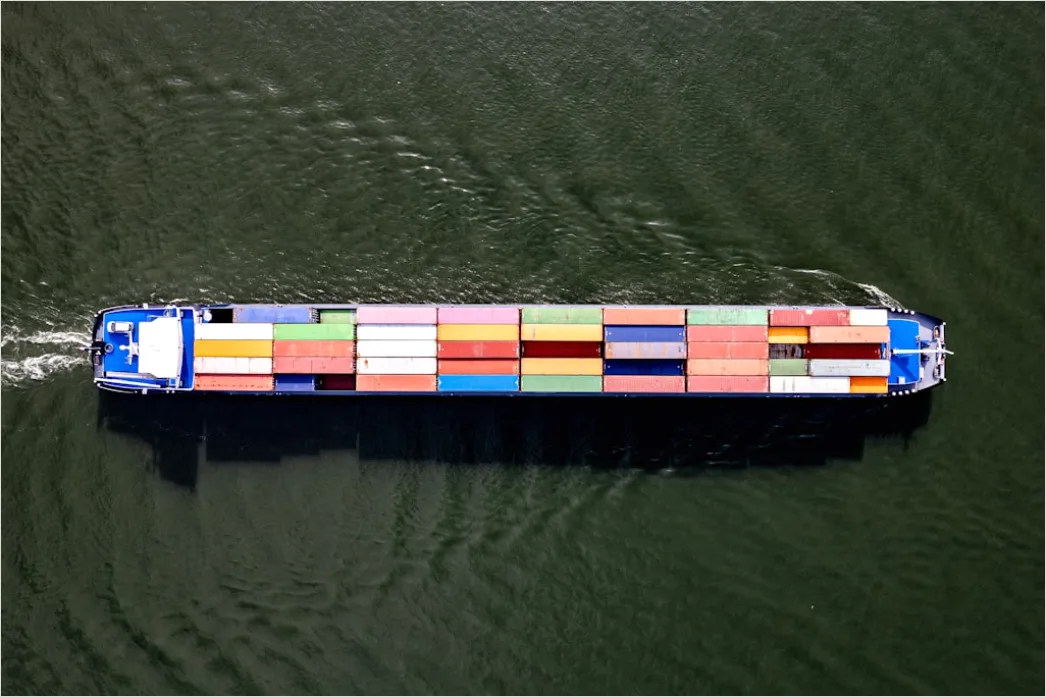 Detail Aerial Cargo Ship From Above Number 18