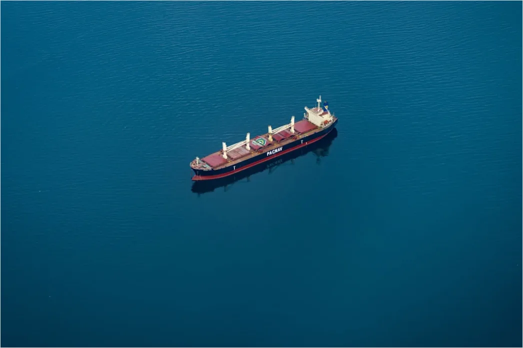 Detail Aerial Cargo Ship From Above Number 6