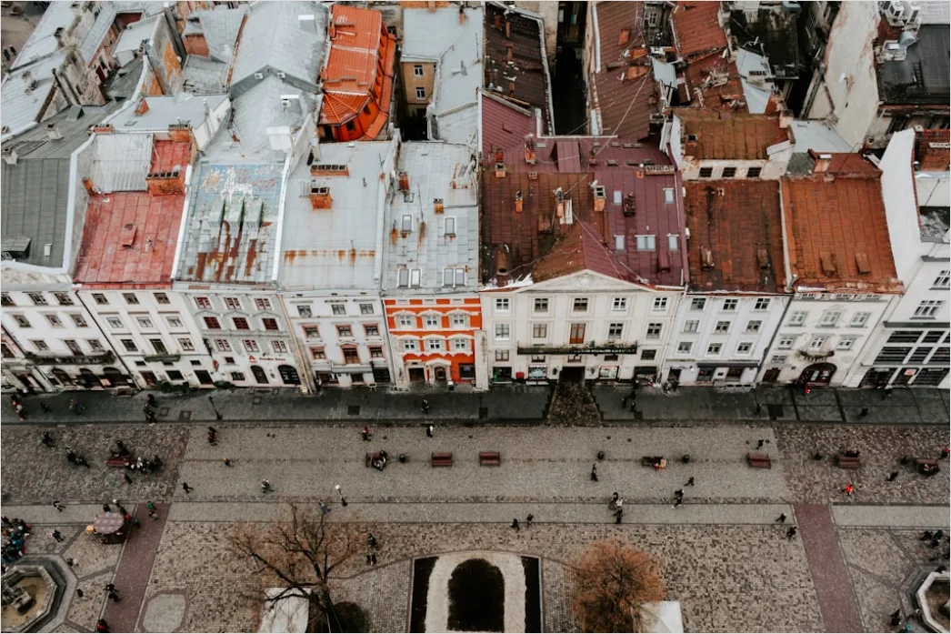 Detail Aerial City Square From Above Number 4