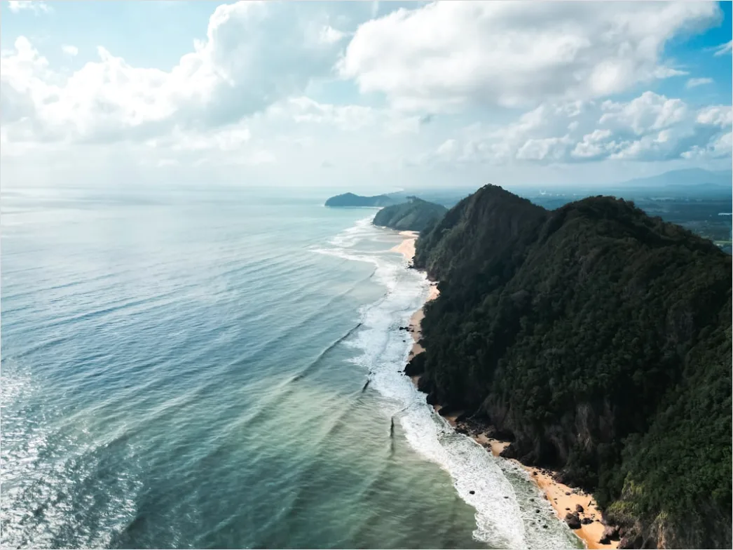 Detail Aerial Cloudy Day Coastline Number 2