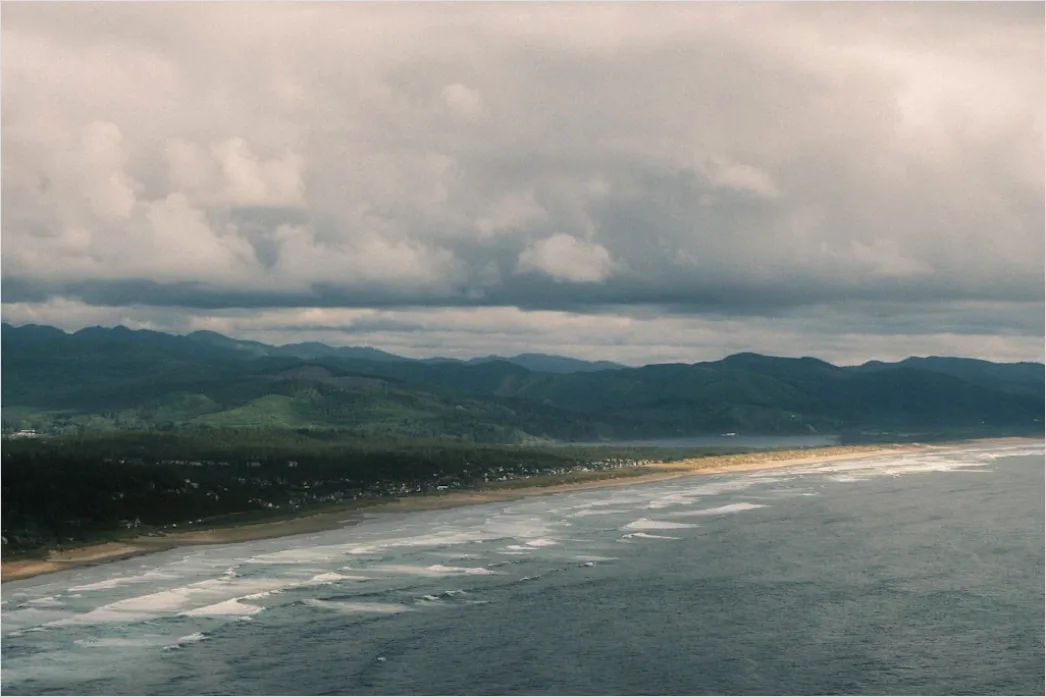 Detail Aerial Cloudy Day Coastline Number 4