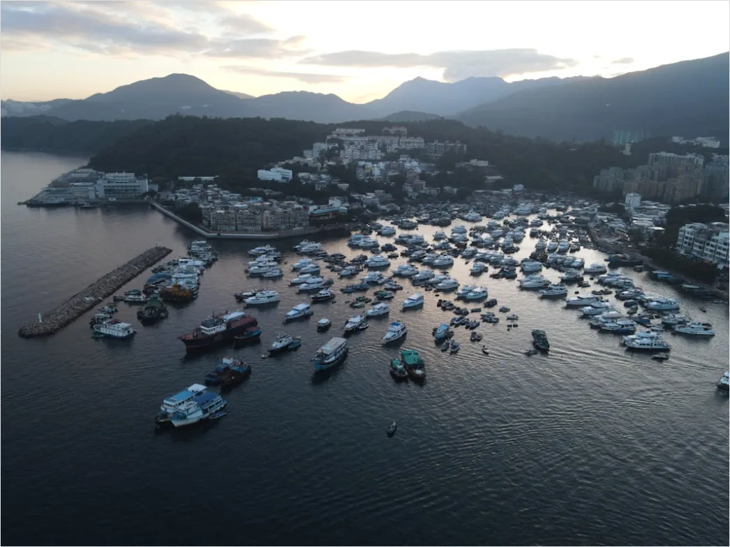 Detail Aerial Fishing Boats Harbor Number 3