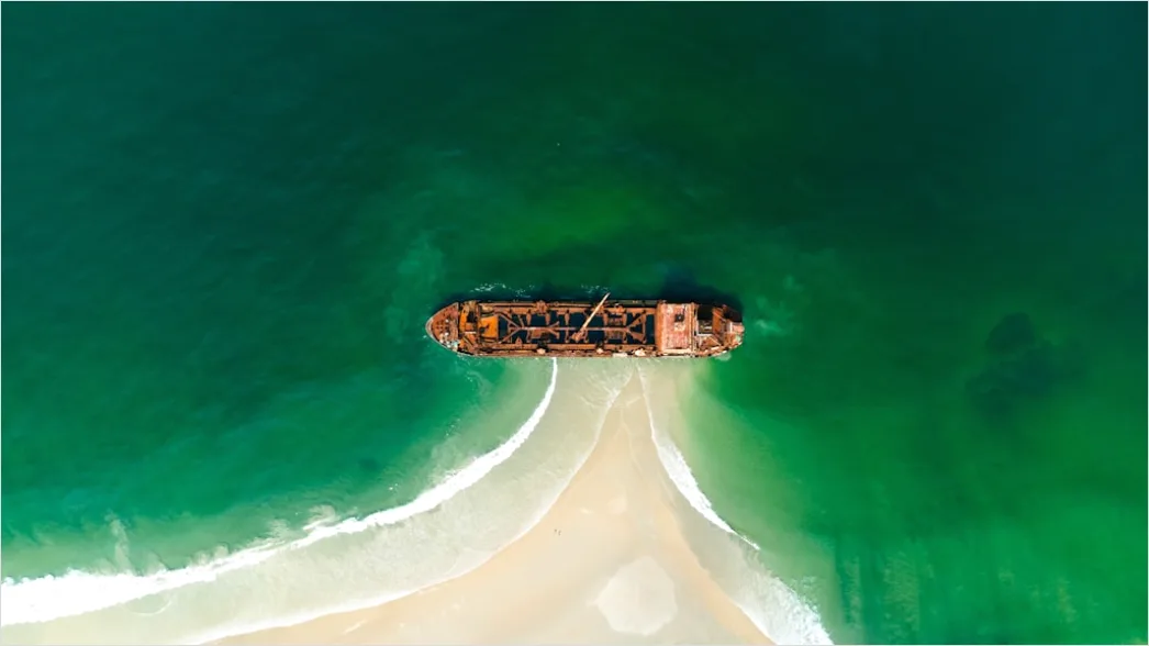 Detail Aerial Shipwreck From Above Number 2