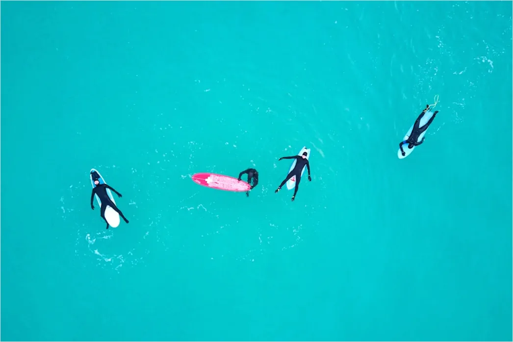 Aerial Surfers Lineup From Above D38d