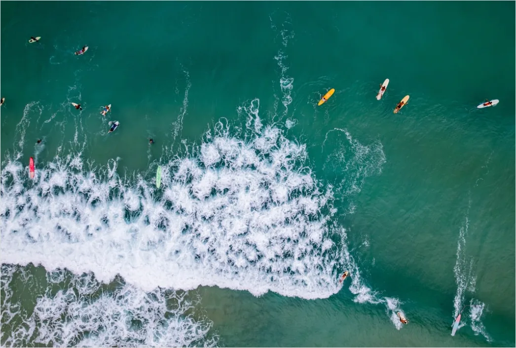 Detail Aerial Surfers Lineup From Above Number 11