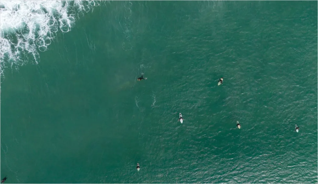 Detail Aerial Surfers Lineup From Above Number 13