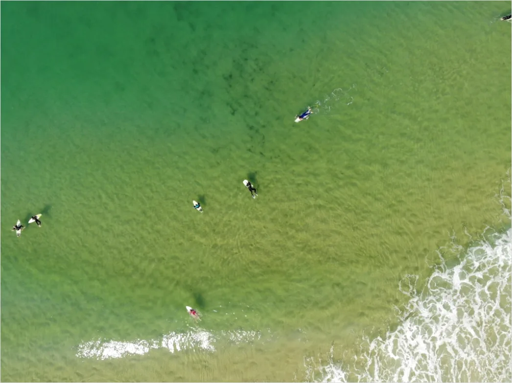 Detail Aerial Surfers Lineup From Above Number 20
