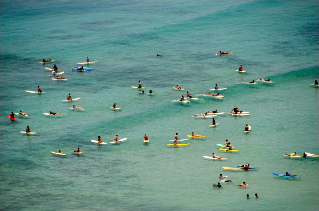 Detail Aerial Surfers Lineup From Above Number 4
