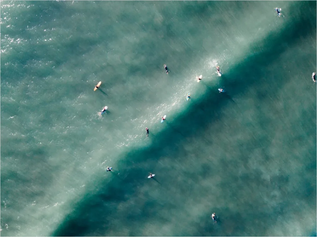 Detail Aerial Surfers Lineup From Above Number 5
