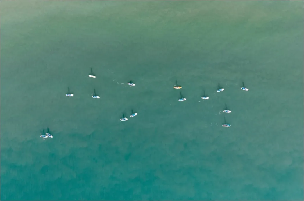 Detail Aerial Surfers Lineup From Above Number 9