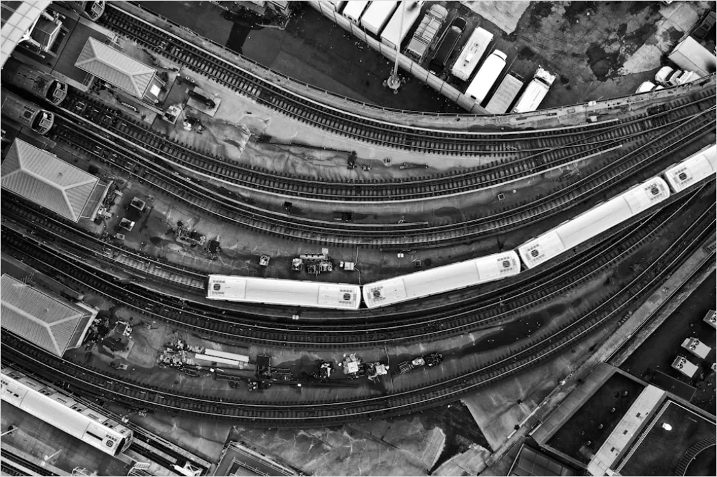 Detail Aerial Train Tracks From Above Number 11