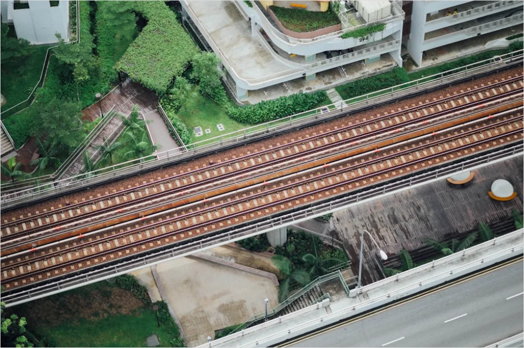 Detail Aerial Train Tracks From Above Number 17