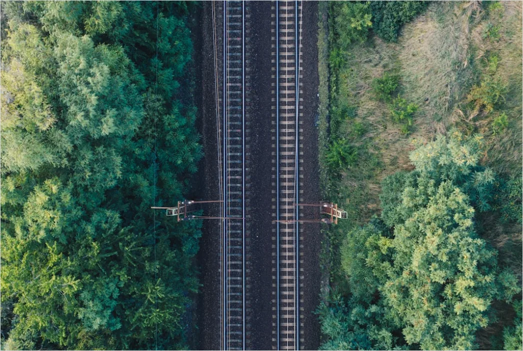 Detail Aerial Train Tracks From Above Number 18