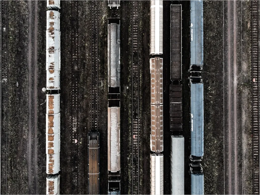 Detail Aerial Train Tracks From Above Number 20