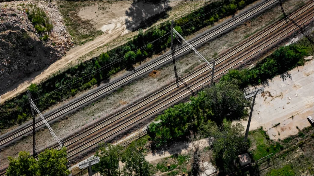 Detail Aerial Train Tracks From Above Number 8