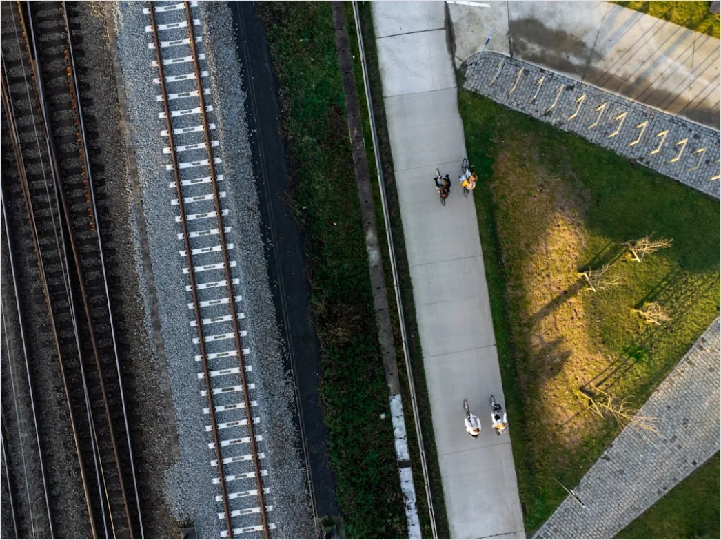 Detail Aerial Train Tracks From Above Number 9