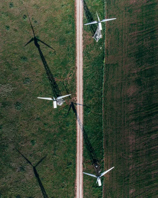 Detail Aerial View Of Wind Turbines Number 2