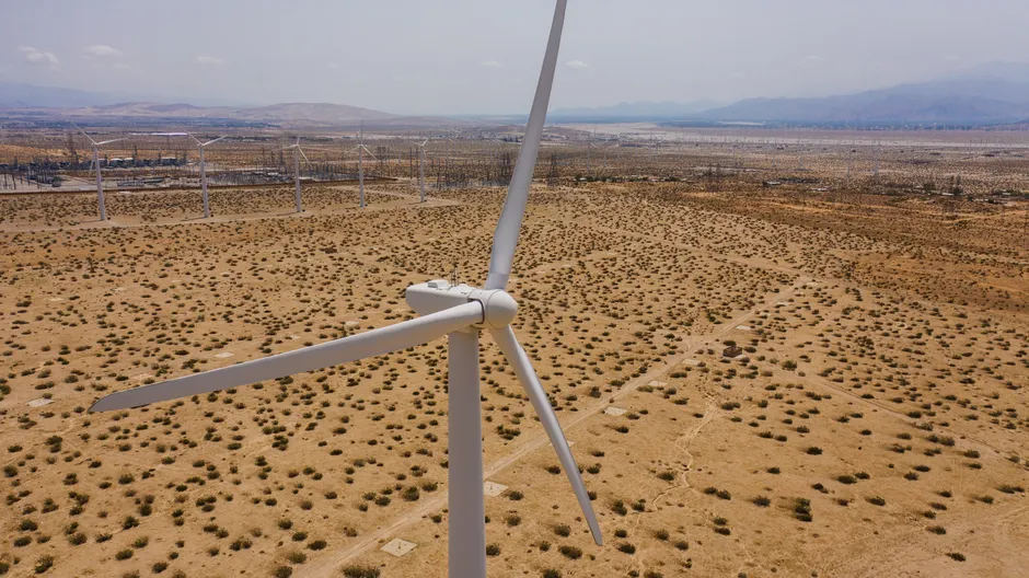 Detail Aerial View Of Wind Turbines Number 12