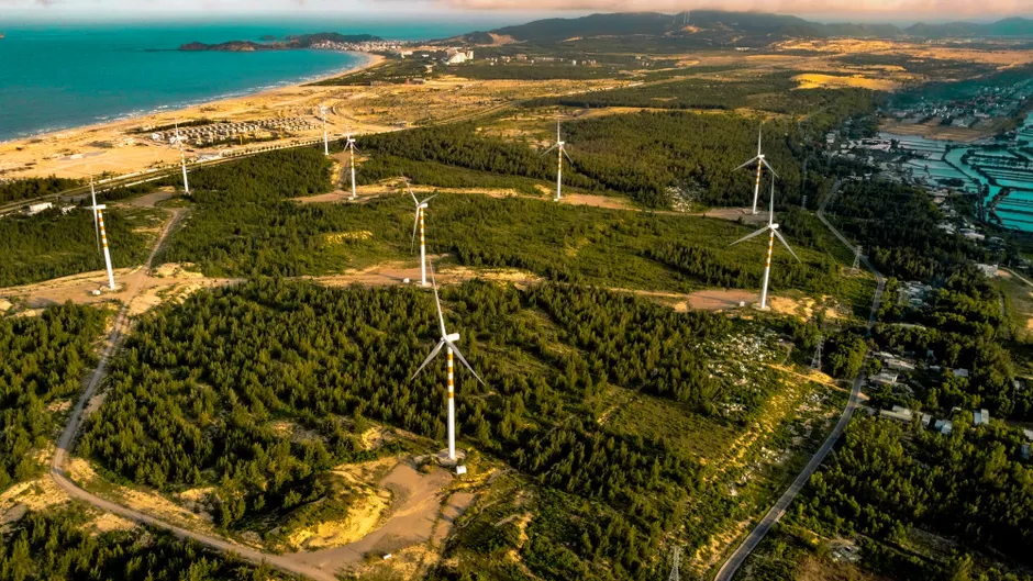 Detail Aerial View Of Wind Turbines Number 17
