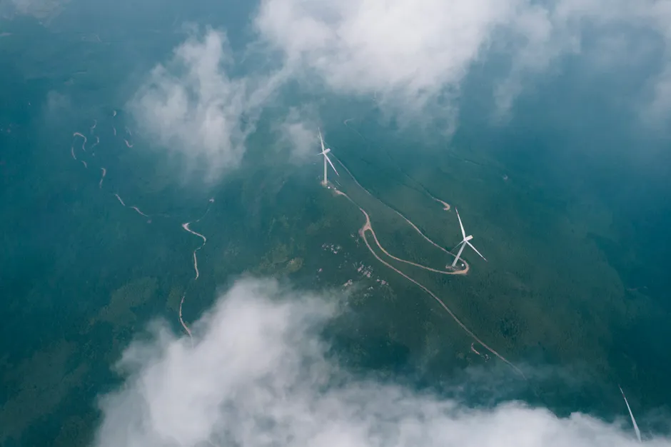 Detail Aerial View Of Wind Turbines Number 6