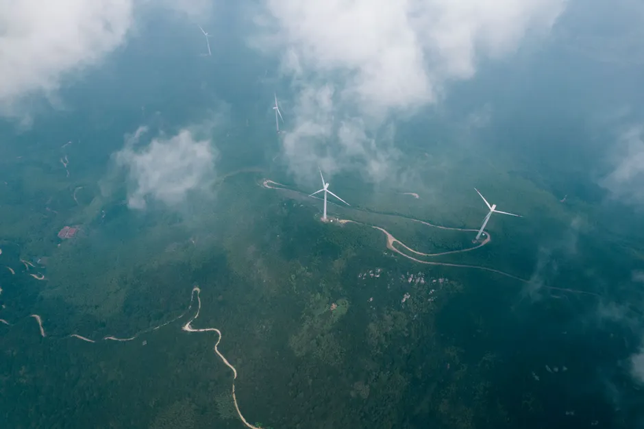 Detail Aerial View Of Wind Turbines Number 7