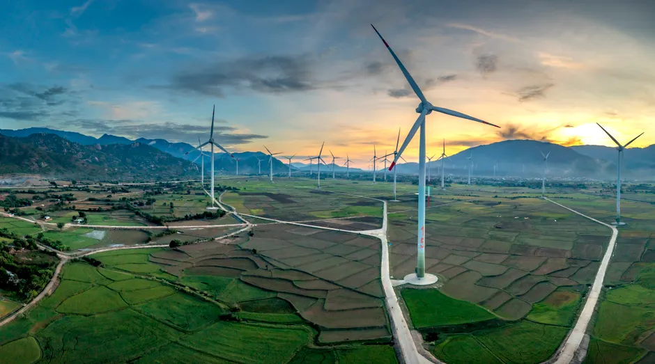 Detail Aerial View Of Wind Turbines Number 8