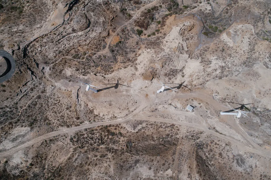 Detail Aerial View Of Wind Turbines Number 9