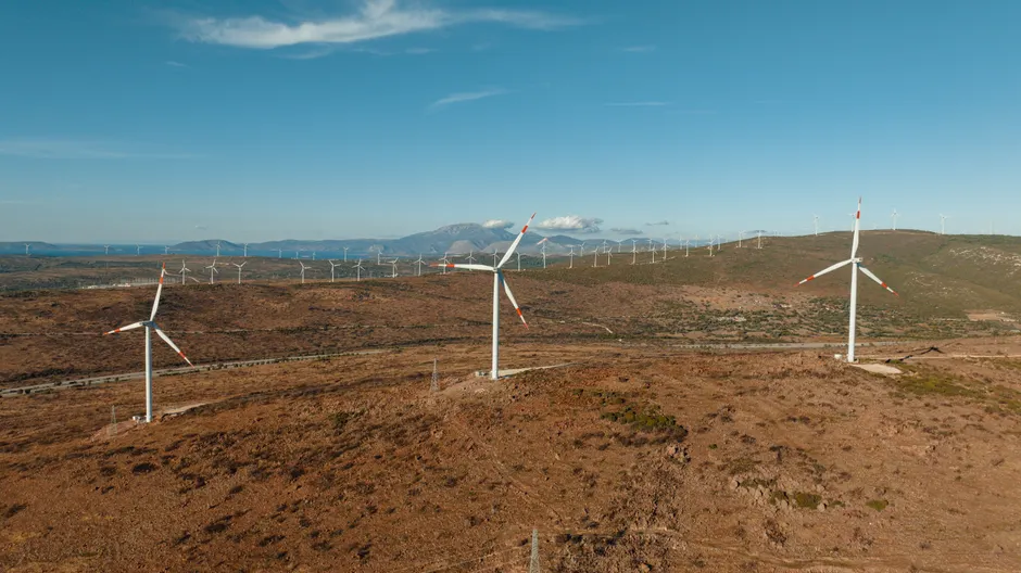 Detail Aerial View Of Wind Turbines Number 10