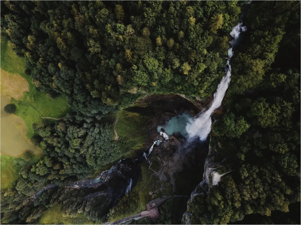 Detail Aerial Waterfall From Above Number 12
