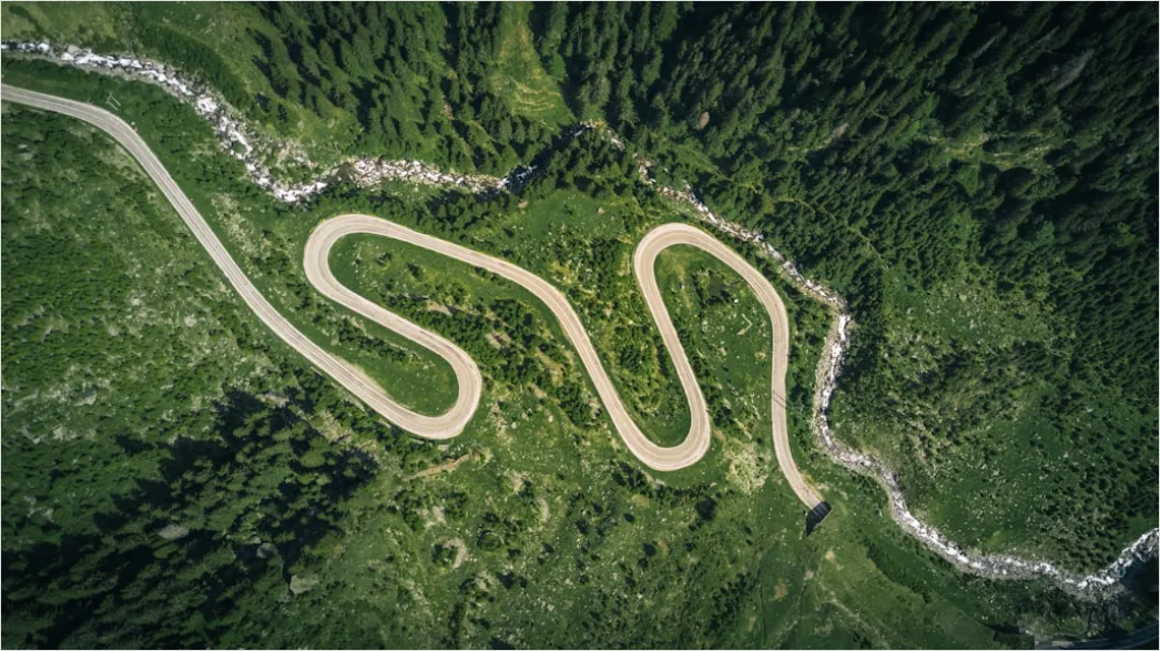 Detail Aerial Winding Road Mountains Number 2