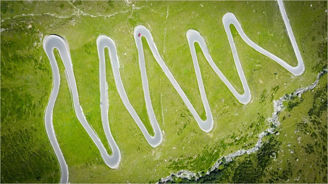 Detail Aerial Winding Road Mountains Number 12
