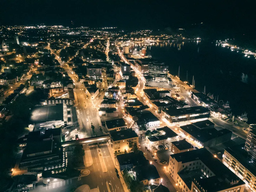 Detail Drone Aerial Night City Number 12