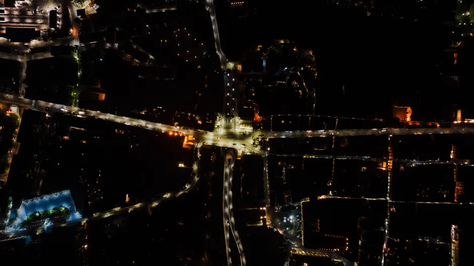 Detail Drone Aerial Night City Number 5