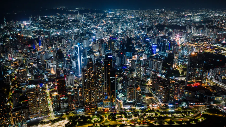 Detail Drone Aerial Night City Number 6