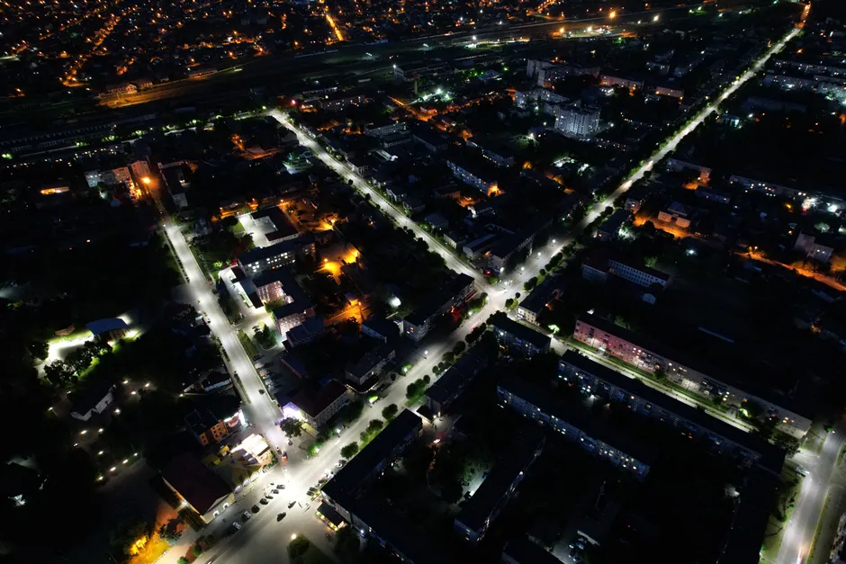 Detail Drone Aerial Night City Number 9