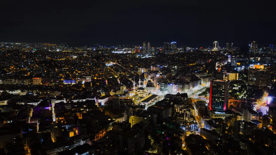 Detail Drone Aerial Night City Number 10
