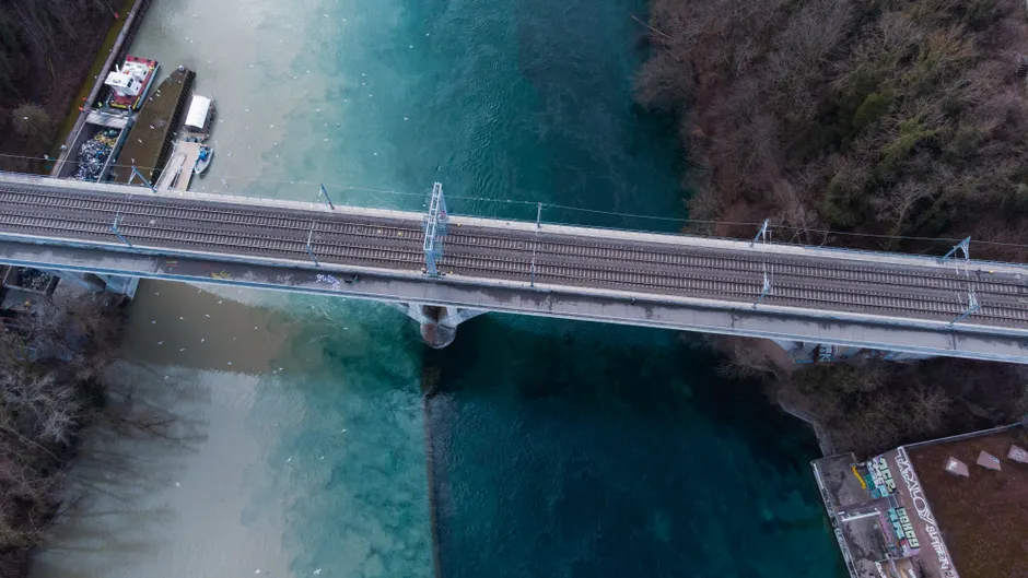 Detail Drone Aerial View Bridge Number 18