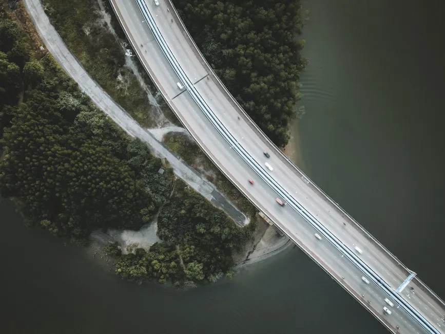 Detail Drone Aerial View Bridge Number 5