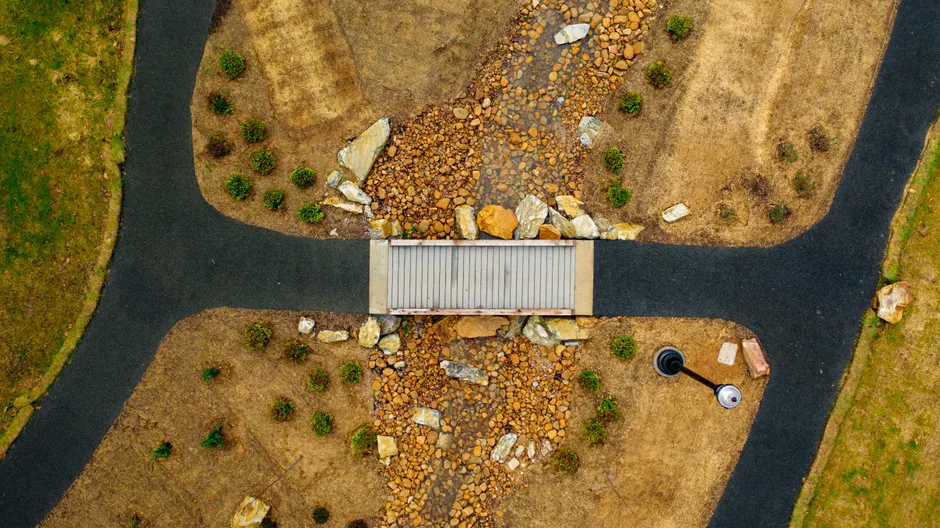Detail Drone Aerial View Bridge Number 8