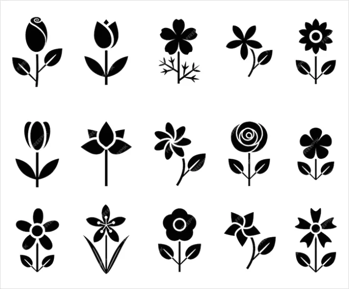 Detail Flower Icons Set Vector Number 11