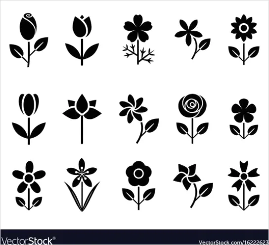 Detail Flower Icons Set Vector Number 12