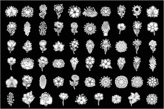Detail Flower Icons Set Vector Number 4