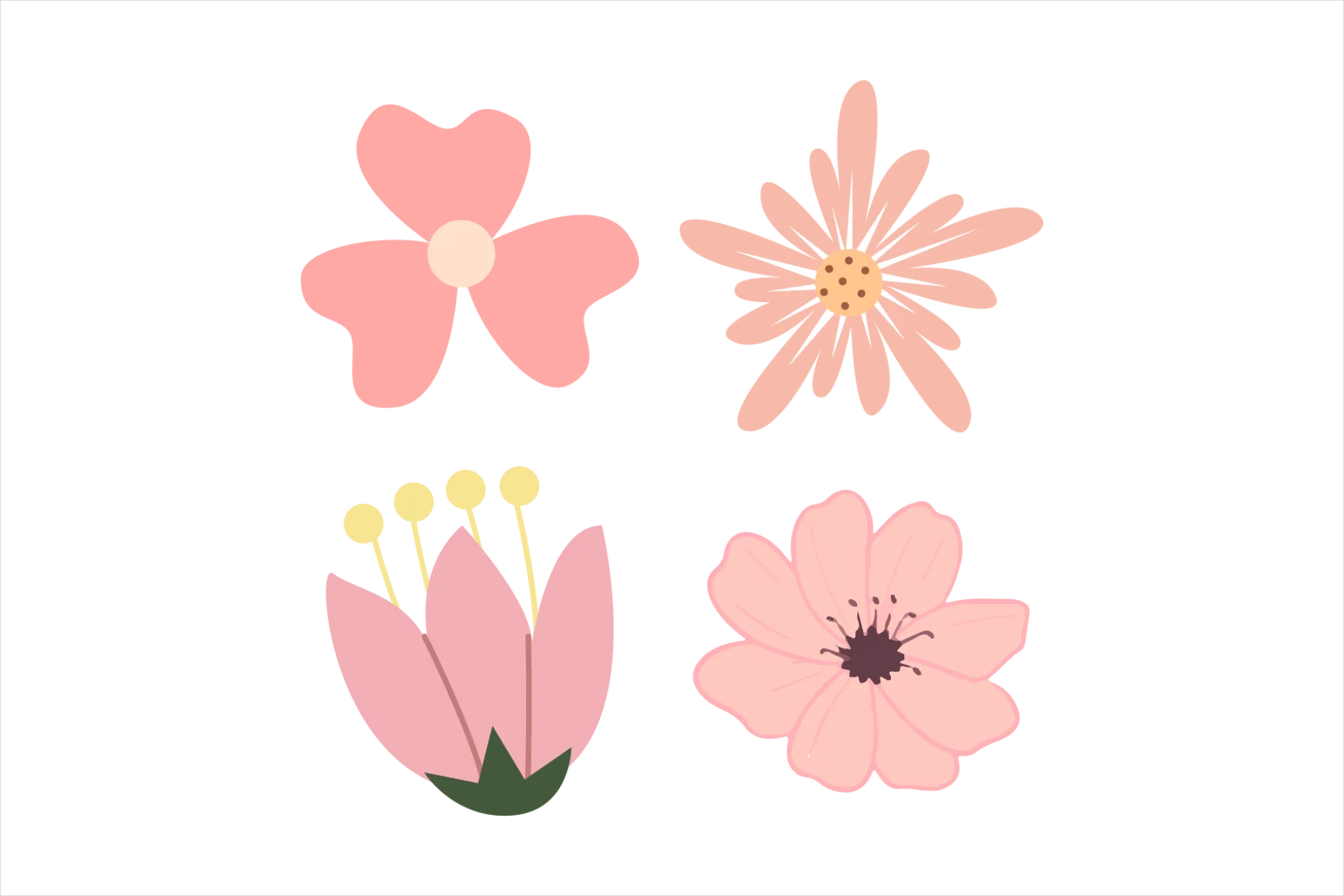 Detail Flower Icons Set Vector Number 5