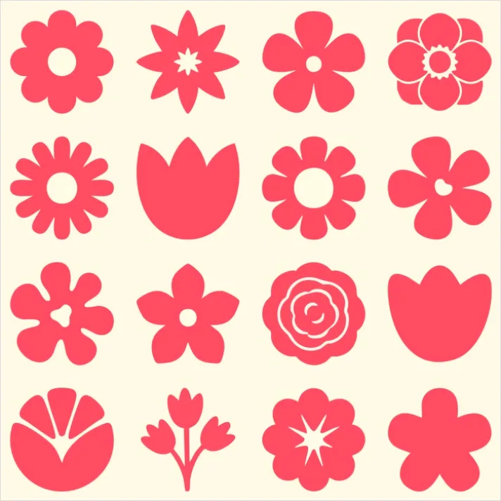 Detail Flower Icons Set Vector Number 7