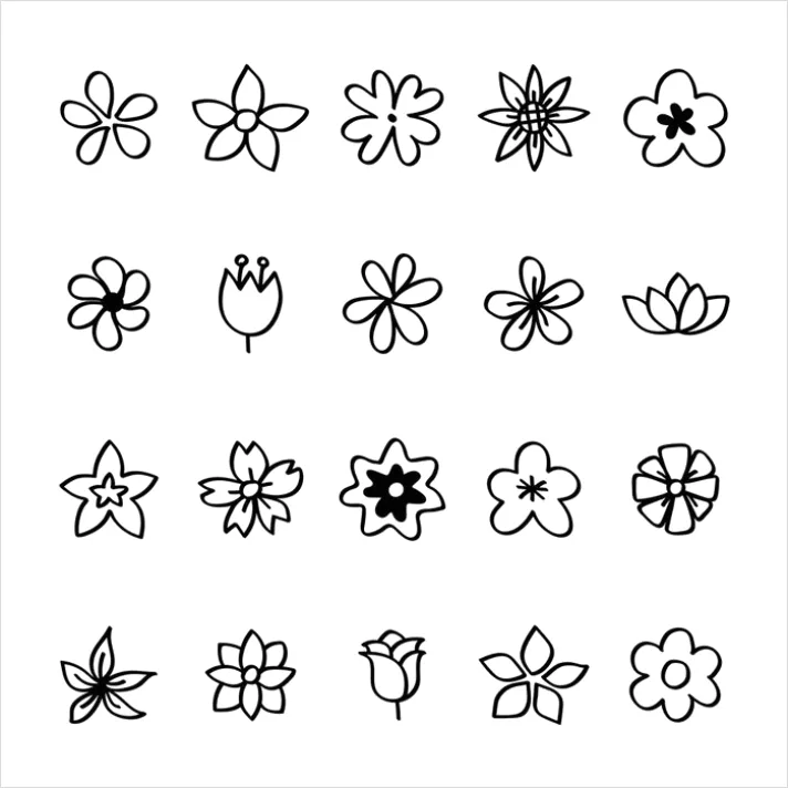 Detail Flower Icons Set Vector Number 8